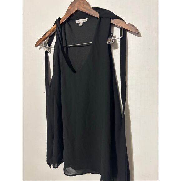 Moa Moa Women's Size Small Black Neck Tie Sleeveless Tank Top Shirt - Picture 2 of 5